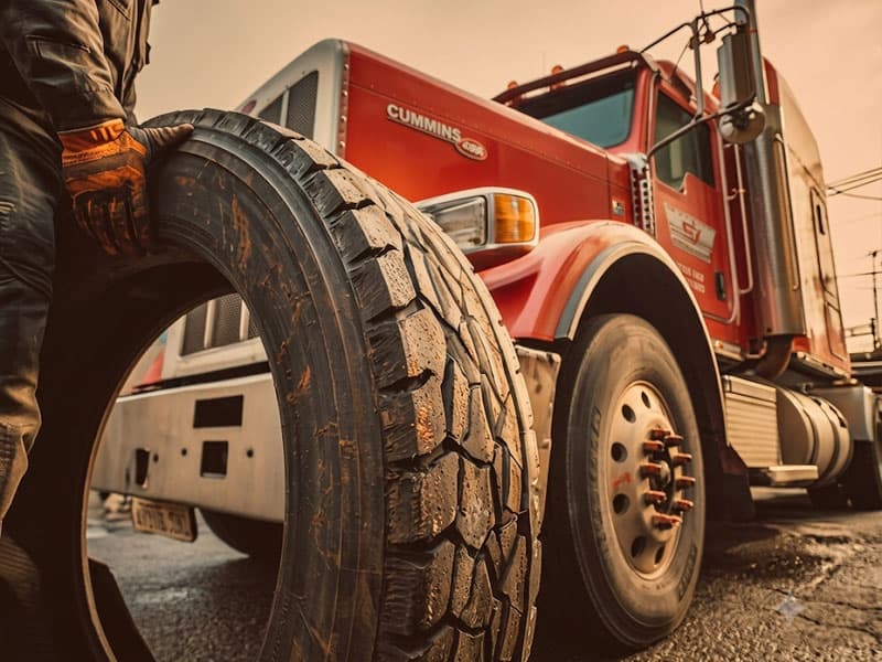 Tires roadside repair work scene